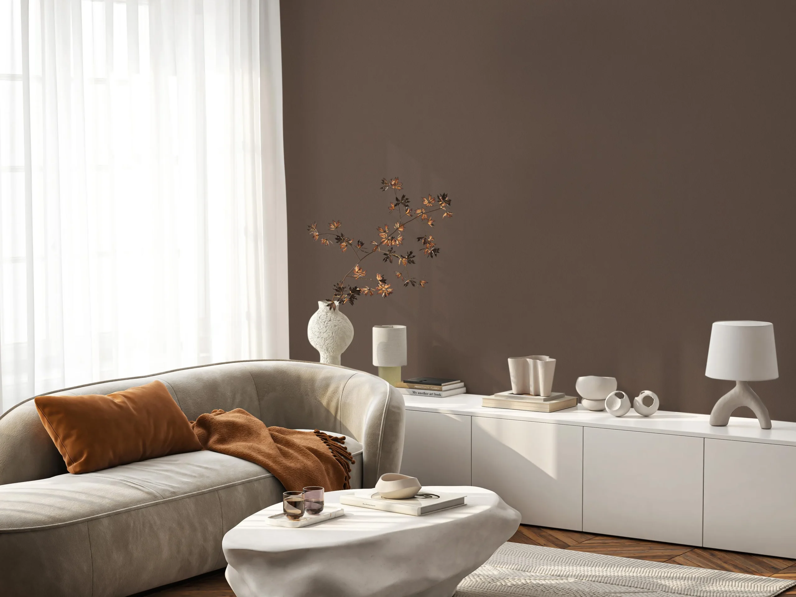 Brown Embossed Wallpaper – Natural Warmth (24201-20)